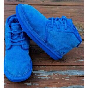 UGG Neumel Dive Blue Suede Chukka Ankle Boots Shearling Lined US 6 / EUR 38 NEW